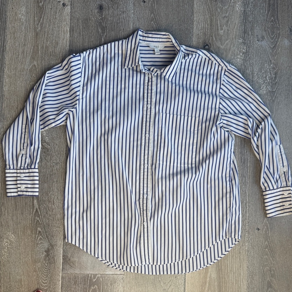 M&S British Brand Classic Striped Button-Down Shirt AS0386
